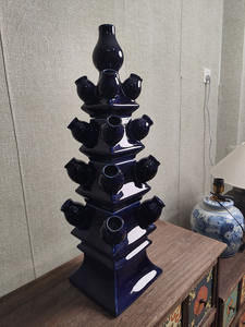 Haute qualité Hollande Porcelaine Tulipière Bleu Royal Céramique Vintage Delft Bleu Vases Quatre Niveaux Tulipe Vase Stapelvaas 4-delig - Product Image 6