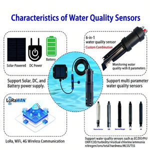 Zonewu सौर वायरलेस पानी की गुणवत्ता मीटर | ऑनलाइन रियल टाइम मॉनिटरिंग | कुल कठोरता/<span class=keywords><strong>ph</strong></span>/ek/do मल्टी-पैरामीटर सेंसर - Product Image 5