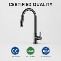 Robinet de cuisine à col de cygne avec douchette extractible, monocommande, finition bronze brossé, sans plomb, économie d'eau