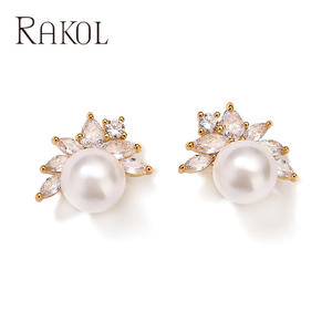 Rakol EP5340 2022ต่างหูเพชรเซอร์โคเนียประดับมุกดีไซน์ใหม่ต่างหูเงินสำหรับเจ้าสาว - Product Image 5