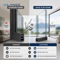 Porte coulissante sur mesure haut de gamme LANGE, du sol au plafond, en verre trempé, isolée et économe en énergie, pour maison