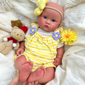 Muñeca Reborn <span class=keywords><strong>de</strong></span> Silicona Gordita <span class=keywords><strong>de</strong></span> 18 Pulgadas con Boca Fruncida, Muñeca Recién Nacida, Muñeca Interactiva Calva, Regalos - Product Image 3