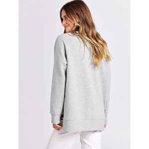 Sudadera Oversize de Cuello Redondo para Mujer FOXA, Túnica de Manga Larga con Cremallera Lateral, Camiseta Transpirable de Punto de Mezcla de Algodón - Product Image 4