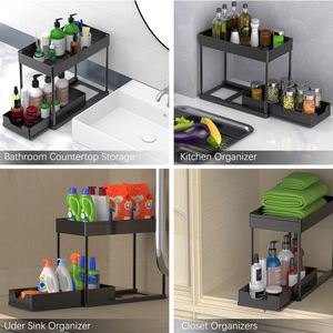 High Quality PP Plastic Double Tier <b>Sink</b> Kitchen <b>Storage</b> Rack Organizer Multifunction Eco-Friendly 12pcs Food-Safe Standing Type - Product Image 2