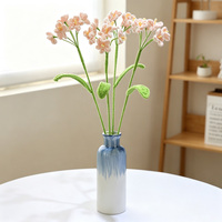 Buket Bunga Forget-me-not Rajutan Tangan, Bunga Buatan dari Benang Berwarna-warni untuk Dekorasi Rumah & Liburan.