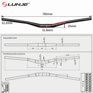 LUNJE Pièces détachées et accessoires de vélo Guidon <span class=keywords><strong>VTT</strong></span> Rise 25mm pour guidon Road Mountain Custom 31.8mm * 780mm Bicycle Handle - Product Image 6