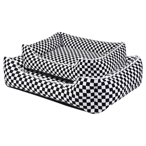 Private Label Zacht Wasbaar Zijden Katoenen Huisdierenkussen Traagschuim Suède Dot Print + Coole Stof Luxe Groot Hondenbed