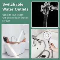 Pommeau de Douche Haute Pression en Laiton 5 Fonctions Écologique Économiseur d'Eau Chromé 5 Modes Réglables avec Support de Tuyau Garantie 5 Ans