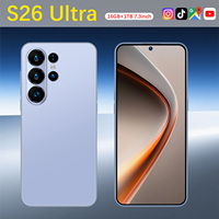 Smartphone S26 Ultra 7,3 pouces 90Hz Android 15 16 Go 1 To 108 MP 8800 mAh Deca Core 5G Double SIM Écran LED Face ID GPS Cadre Métallique