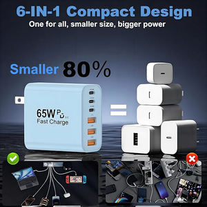 <span class=keywords><strong>Chargeur</strong></span> mural USB-C GaN 65W à 3 ports, adaptateur secteur PD à charge rapide pour téléphone, ordinateur portable, montre connectée, appareil photo, usage industriel - Product Image 3