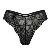Nouveau design Culotte string en dentelle rouge pour adolescente avec petites fleurs imprimées culotte bikini string