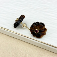 Boucles d'oreilles tendance vintage en pierres précieuses naturelles, motif fleur, cristal de quartz fraise, accessoire de luxe plaqué or 18 carats pour femme