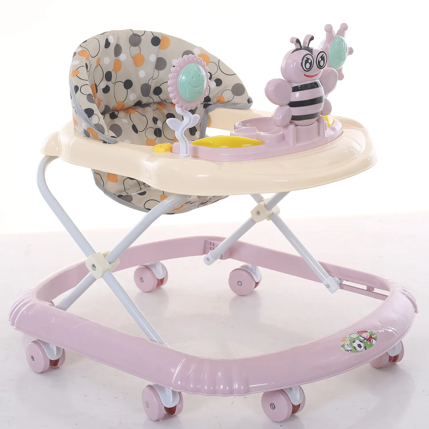 Carrier de juguetes para niños con licencia, andador sencillo, música para bebé con 7 ruedas de silicona, carrito andador para bebé alto