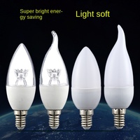Ampoule LED Bougie Super Lumineuse Sans Effet Stroboscopique Givrée E14 Petite Culot à Vis Économie d'Énergie Tricolore à Intensité Variable Ra80 15000 Heures