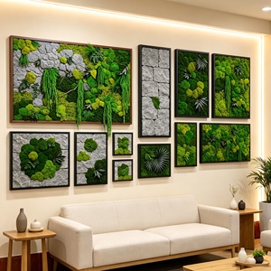 Panel de pared de musgo preservado personalizado, marco decorativo de arte de musgo real para vestíbulo de hotel, marco de arte de musgo verde para pared corporativa - Product Image 1