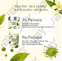 JBY OEM, Etiqueta Privada, Polvo de Matcha Latte de Vainilla, Polvo de Té de Matcha y Vainilla Instantáneo Orgánico, Lata/Tapa de Botella