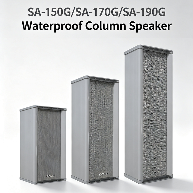 IP66 All Weather Alloy Column Speaker Multi Power High SPL Outdoor Constant Voltage PA Loudspeaker for School Open-Air Broadcast
