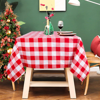 Nappe de Noël à carreaux rouges et blancs, style campagnard, en tissu, pour dîner de Noël, lavable, pour restaurant