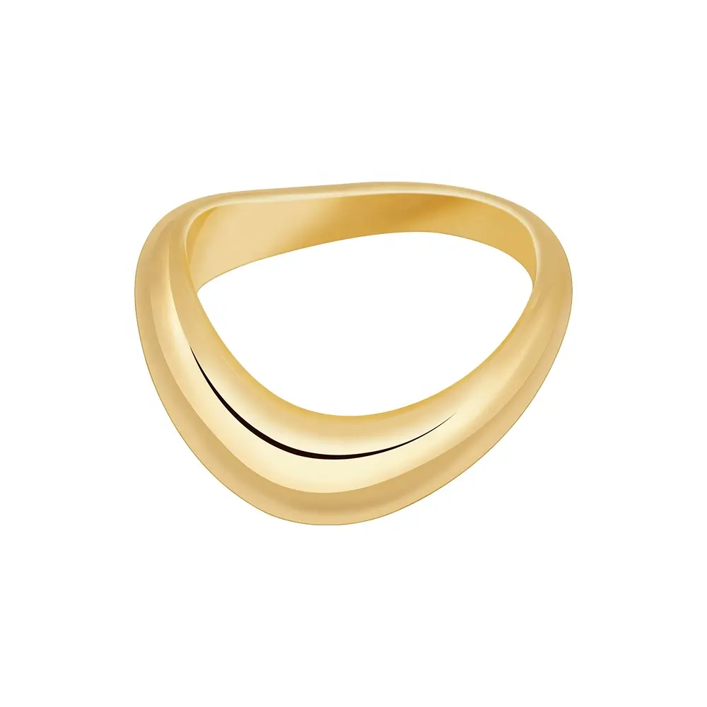 أحدث مجوهرات من الفولاذ المقاوم للصدأ مطلية بالذهب عيار 18 ، خواتم إصبع ملتوية منحنية ، خاتم إكسسوارات للنساء R234212