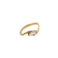 Cincin titanium wanita, zirkon oval mata kuda emas 18K baja titanium
