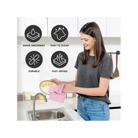 Lingettes sans peluche de qualité supérieure, lot économique, serviettes de cuisine réutilisables, 20 pièces, rouleau de chiffon de nettoyage en microfibre rose