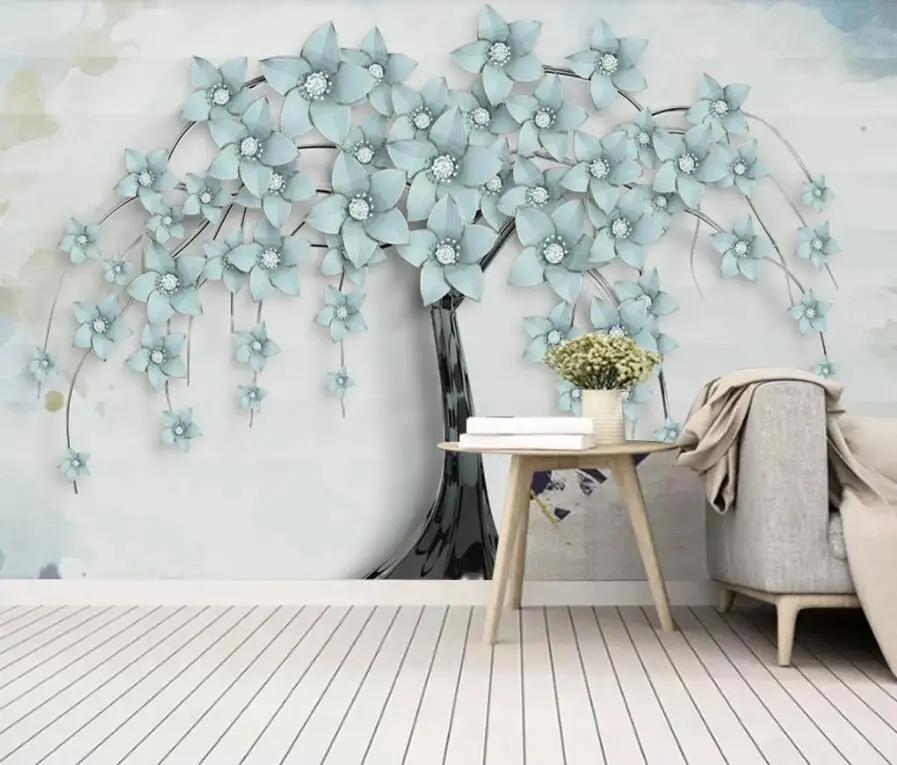 ZHIHAI – papier peint de créateur fleur arbre lumière luxe fond mural 3d