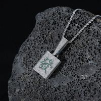 Collier YYN Tendance Hip-Hop Européen et Américain avec Pendentif Zircon Carré Motif Mahjong et Chaîne en Cuivre