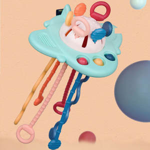 बेबी फूड ग्रेड टीईईथर रैटल्स शुरुआती सीखने के संवेदी खिलौना बच्चे संवेदी सिलिकॉन पुल स्ट्रिंग मोंटेसरी खिलौने - Product Image 2