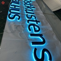 Conception personnalisée gratuite de logo 3D en acier inoxydable, enseignes en acrylique LED, lettres en métal éclairées pour les bâtiments en extérieur