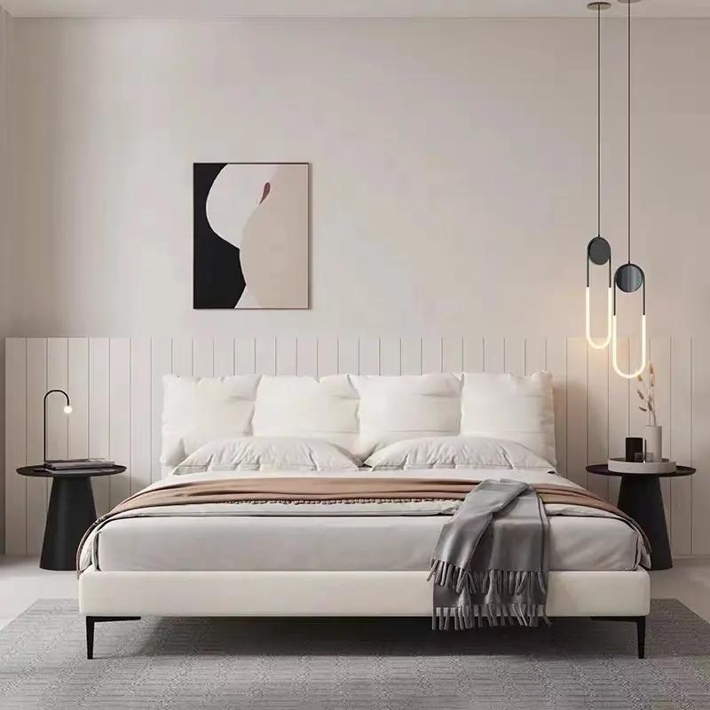 सस्ते बिस्तर वाले कमरे के फर्नीचर को बनाए रखा गया लक्जरी आधुनिक राजा रानी जुड़वां आकार लकड़ी के बिस्तर फ्रेम
