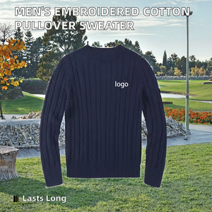 Pull-over personnalisé en coton mélangé pour hommes avec col roulé brodé de logo pour le printemps - Product Image 2