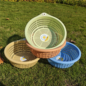 Plastic Colander Double Layer <b>Round</b> Kitchen Vegetable Fruit Strainer With Hook For Storage And Drainage - Product Image 1
