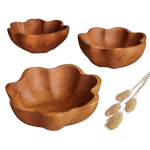 Ensemble de bols de service carrés en bois d'acacia poli, style vintage, écologiques, pour la maison, les fêtes, les fruits, les biscuits, les collations, réutilisables, personnalisables BS - Product Image 2