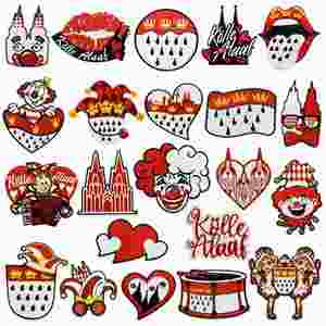 Nouvelle broderie thermocollante rouge KOLLE ALAAT, masque de carnaval, patch de clown pour la décoration des vêtements et des sacs à dos - Product Image 1