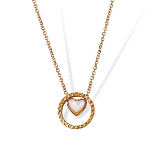 Collar con colgante de concha de agua dulce de acero inoxidable, estilo europeo americano, chapado en oro de 18 quilates, con forma de corazón, para mujer, regalo. - Product Image 5