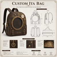 Tas Selempang Industrial Custom dengan Detail Rivet Kuningan, Tali Depan Berikat, Tali Empuk yang Dapat Disesuaikan, Pelat Label Kosong, Tas Harian Kolektor