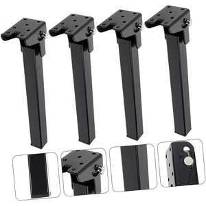 Hardware accessories black square alloy furniture legs with <b>adjustable</b> height connectors, suitable for home installation hardwar - Product Image 1