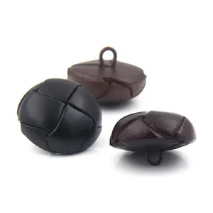 Yiwu-Botones de cuero real para chaqueta, 100 unidades por bolsa, wintop, alta calidad, color negro, marrón, Media bola, mango redondo