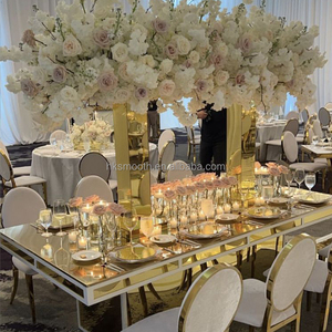 SMOOTH Wedding Decor Supplies New Table Flower Stand High Quality Gold <b>Mirror</b> <b>Acrylic</b> Arch Centerpieces - Product Image 1
