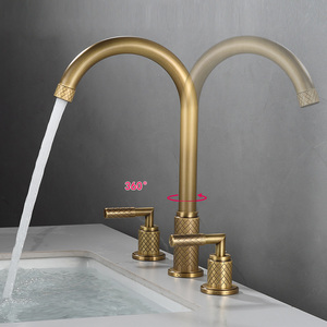 <span class=keywords><strong>Robinet</strong></span> de lavabo moderne en laiton poli à <span class=keywords><strong>double</strong></span> poignée, à poser sur le comptoir, 3 trous, bec rotatif, <span class=keywords><strong>robinet</strong></span> en laiton, eau chaude et froide, <span class=keywords><strong>WC</strong></span>, garantie 3 ans - Product Image 6