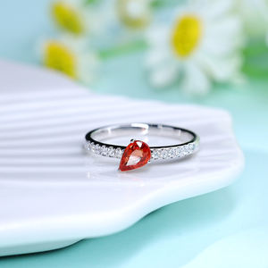 Anillo de Compromiso de Lujo Personalizado en Oro Blanco de 18K con Zafiro Naranja Corte Pera, para Boda, Aniversario, San Valentín, Chapado en Rodio - Product Image 3