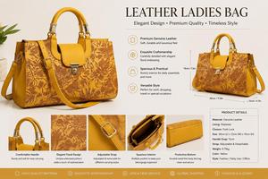 Bolso de Hombro de Cuero Genuino de Calidad de Exportación para Mujer, Elegante Bolso de Mano para Regalos Empresariales Disponible al Mejor Precio del Mercado - Product Image 4