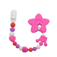 Bracelet de dentition pour bébé éléphant unisexe perles à mâcher en silicone souple avec attache-sucette jouet de qualité alimentaire pour bébé