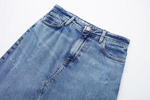 Nueva moda XS alta calidad mujer Boutique ropa algodón grueso flecos Split Denim faldas para mujer Jeans <span class=keywords><strong>falda</strong></span> con abertura - Product Image 3