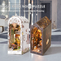 Kit de bibliothèque magique DIY, jouet éducatif, puzzle 3D en bois, maison de poupée Harry, miniatures, modèle de construction, serre-livres, meubles