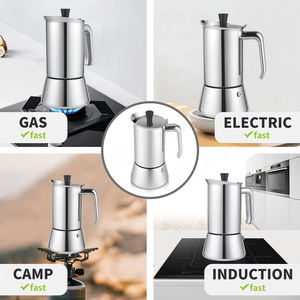 Cafetera de acero inoxidable <span class=keywords><strong>Moka</strong></span> Pot Espresso con mango resistente al calor y válvula de seguridad - Product Image 3