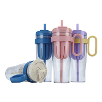 BORGE BPA-Free 40oz Bouteille d'eau réutilisable transparente en plastique avec infuseur à thé, couvercles et pailles pour le camping en plein air