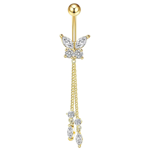 Anelli per <span class=keywords><strong>Ombelico</strong></span> Estivi Sexy in Acciaio Chirurgico con Zirconi Dorati, <span class=keywords><strong>Gioielli</strong></span> per <span class=keywords><strong>Piercing</strong></span> da Festa e Fidanzamento - Product Image 5