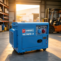 Générateur diesel silencieux Yuchai 7 kW YC7GFS-3 à châssis ouvert, monophasé 230 V, insonorisé, avec démarrage électrique