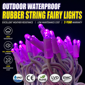 Purple LED <b>String</b> <b>Lights</b> 10M White Rubber Cable Glue Filled Beads High Brightness IP67 Waterproof Dimmable <b>Outdoor</b> Garden - Product Image 1